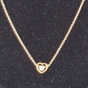 Coach rose‑gold tone heart pendant necklace, dainty chain)